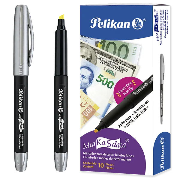 Marcador Detector de Dinero de Falso Punta Fina, Pelikan Markadata #030191010