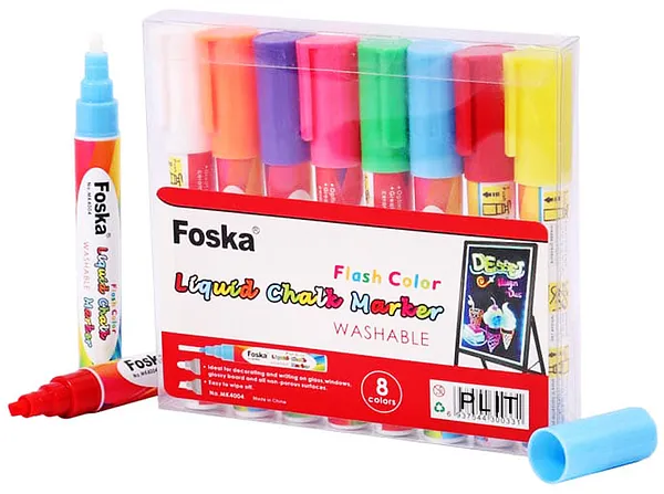 Marcador de Tiza Liquida (Liquid Chalk Marker) Foska MK4004, 8 Colores
