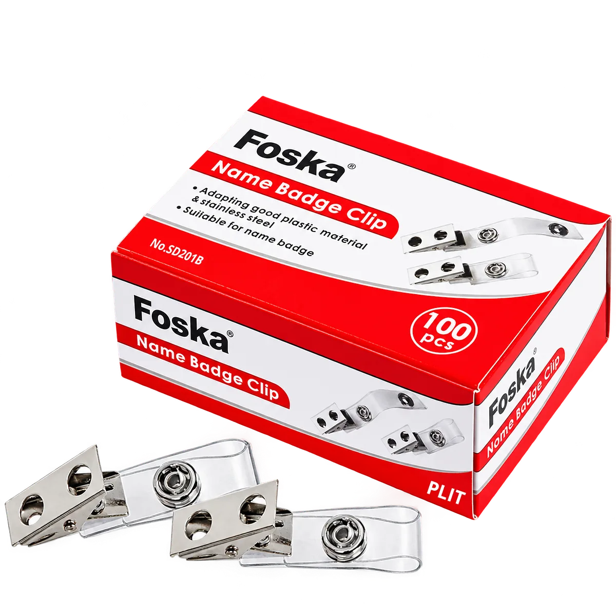 Clips Porta Carnet Foska SD201B tipo Broche – 100 Ganchos