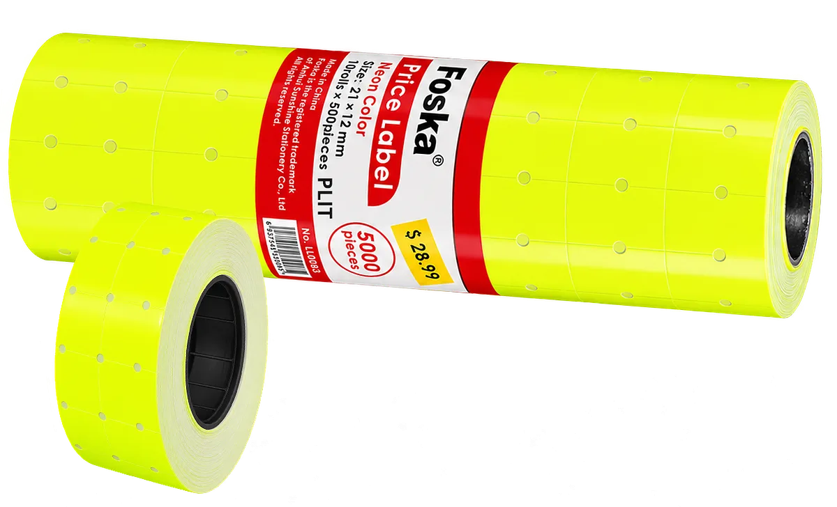 Rollo de Etiquetas para Precios Amarillo Neón, 10 Unidades