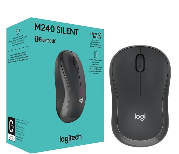 Mouse Logitech M240 Inalámbrico Silencioso Bluetooth Negro (910-007113)